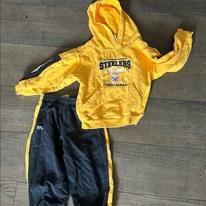 NFL Steelers Kids Yellow Hoodie and Black Joggers Set y2k vintage